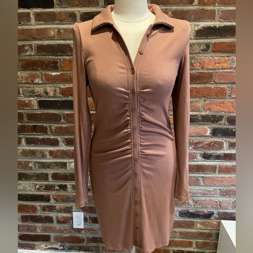 Abercrombie & Fitch Brown Button-Up Dress - Size S